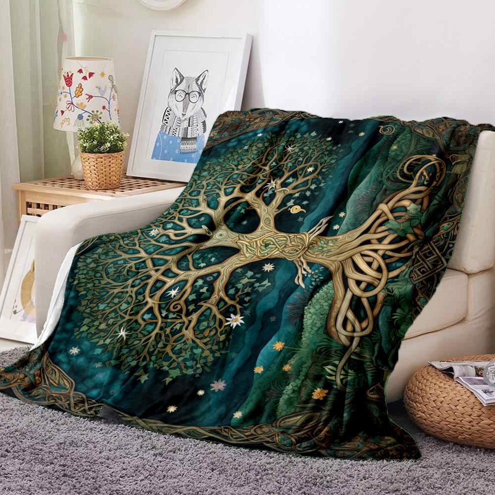 Tree Life Flannel Blanket Throw Blanket Soft Warm Sofa Bed Camping Car home Decor Unique Christmas Gift C9302583