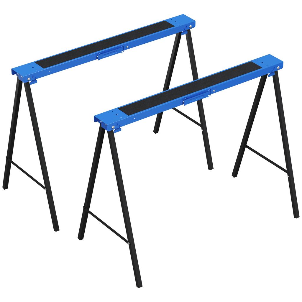 2-Piece set sawhorse, craftsman stand, load capacity up to 250 kg, metal, blue