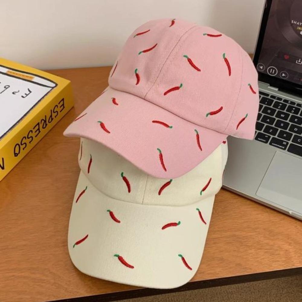 Sunscreen Chili Embroidered Baseball Cap Creative Cotton Baseball Cap Red Pepper Hat  Summer