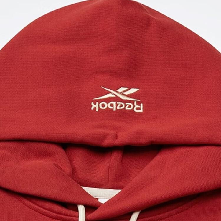 Reebok Hooded Drawstring Letter Print Comfortable American Vintage Pullover Sweatshirt Unisex Sweatshirt Deep-Red 23FRC351UGR2