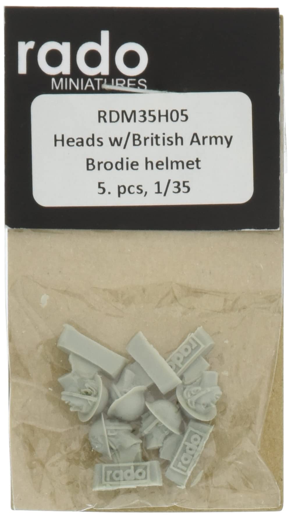 

Rad Miniatures Scale Resin Kit WWII British Army Brodie Helmet with Spare Headset 1/35 RDM35H05, (5 pieces)