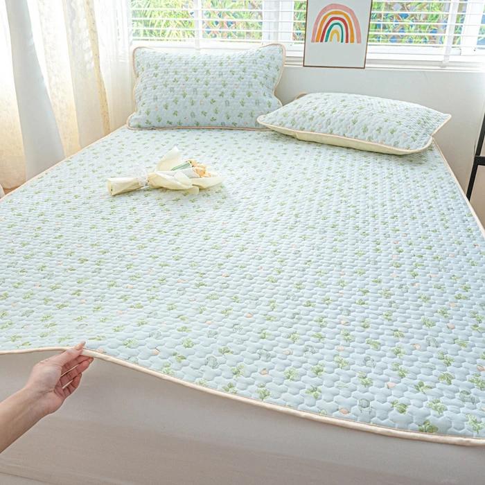 Ice silk mat cool mattress protective cover 3-piece set machine washable cool air conditioner seat