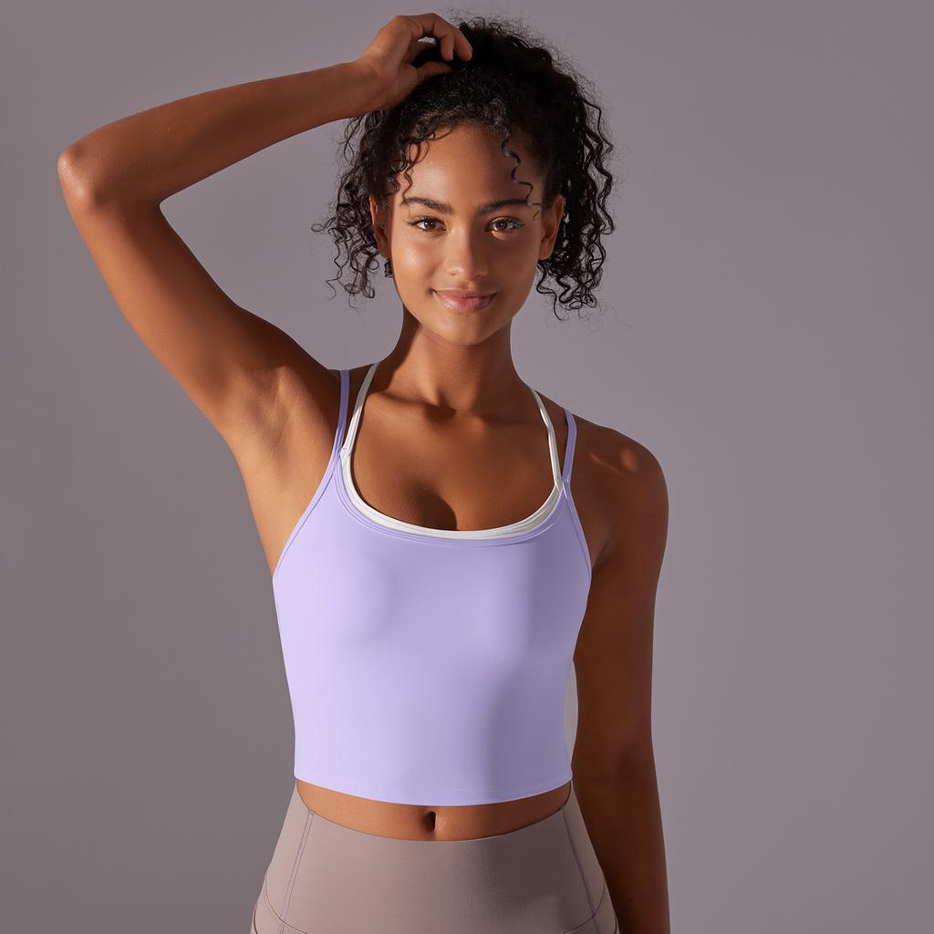 Auroth Back Cross Sports Vest Women Yoga Sports Bra Candy Color Fitness Top