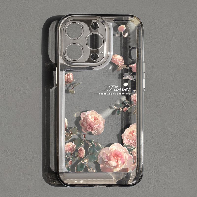 

Подходит для iPhone 15, чехол для телефона iPhone 14/13 Promax Soft Anti Drop Plus, розовая роза iPhone XS Max