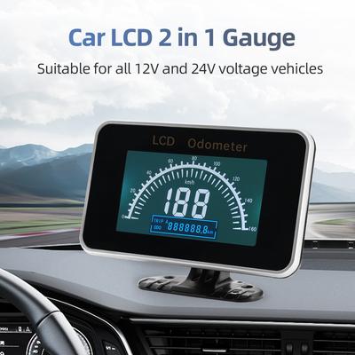 Digital Universal Car 2 IN 1 LCD Gauge Digital 0-160 KMH LCD Speed Meter Gauge with Odometer Dual Meter for Car Truck 12V 24V