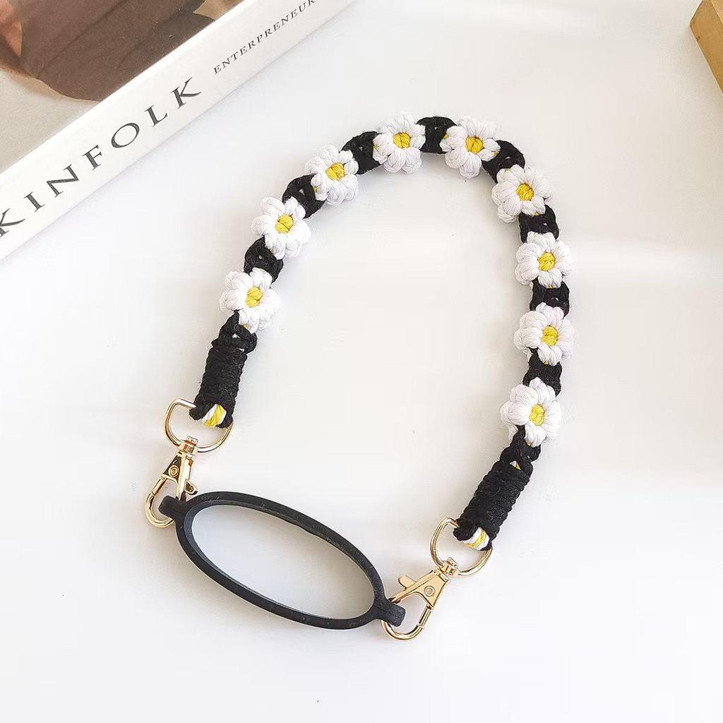Handmade Daisy Woven Water Bottle Lanyard Strap