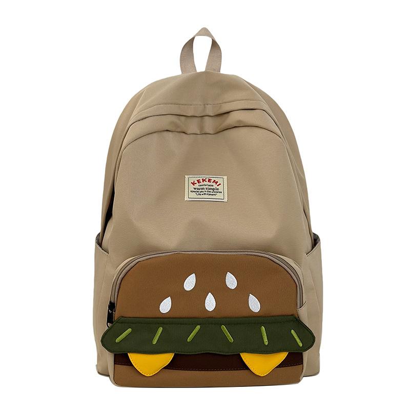 Schoolbag Hamburger Pattern Large Capacity School Bag Female Student Cute Cartoon Niche Backpack Small Fresh Mori Girl Backpack