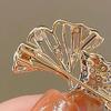 Women Brooch High-Gloss Rhinestone Inlay Sparkling Ginkgo Leaf Design Lapel Pin Non-Slip Buckle Scarf Badge Clothing Bags Accessories