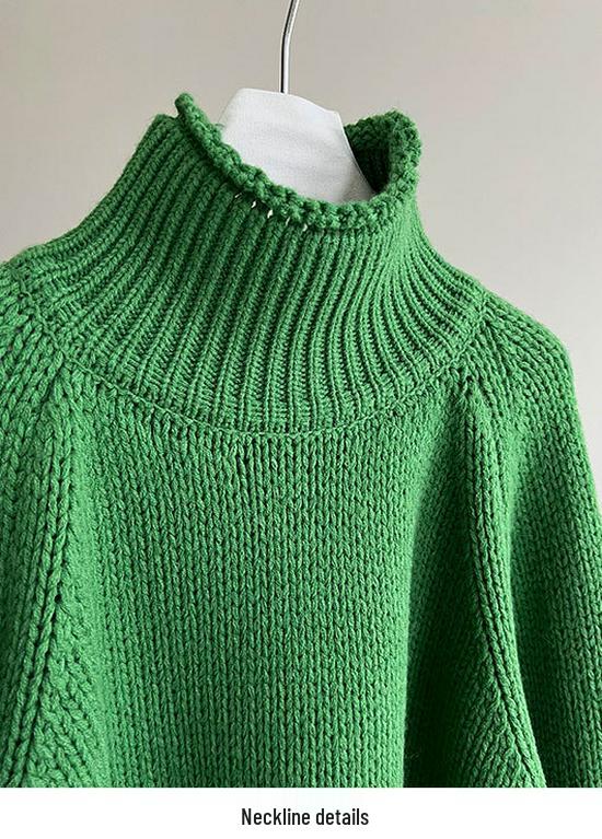 Korean Style High Neck Chunky Knit Sweater: Women's Autumn/Winter Loose Fit Knitwear