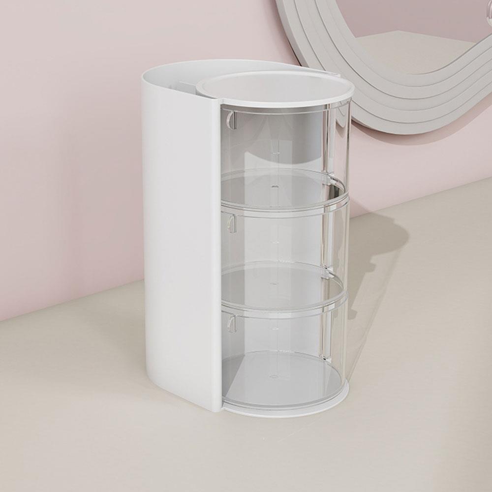 Rotating Dustproof Storage Box Cosmetic Egg Cushion Lipstick Brush Organizer Stand Makeup Brush Holder Desk Jewelry Organizer