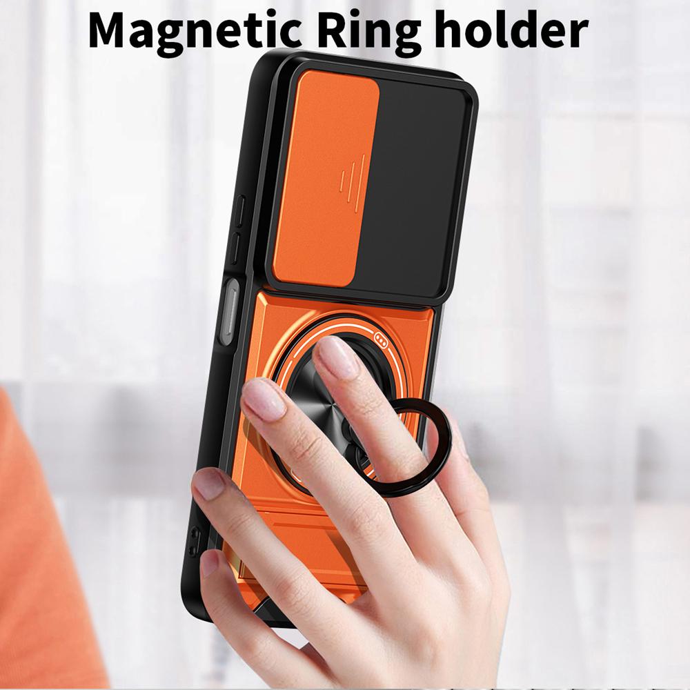 KEYSION Magnetic Phone Case for VIVO Y21d Y31 5G Y19S Pro Slide Camera Protection Upright Kickstand Ring Shockproof Back Cover