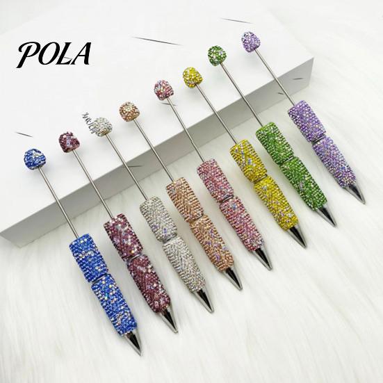 Exquisite Diamond Stationery Pen Beadable Pens, Bling Rhinestone Beaded DIY Bead Pen, Crystal Shaft Gel Black Ink Ballpoint Pens for Decorations