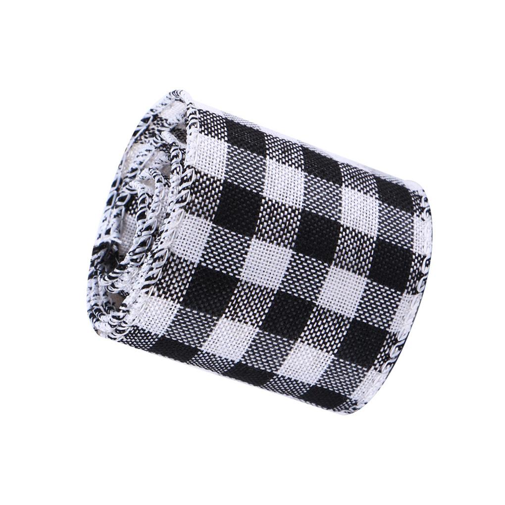 Polyester Gingham Wrapping Ribbon Plaid Burlap Ribbon Christmas Crafts Decoration Braid