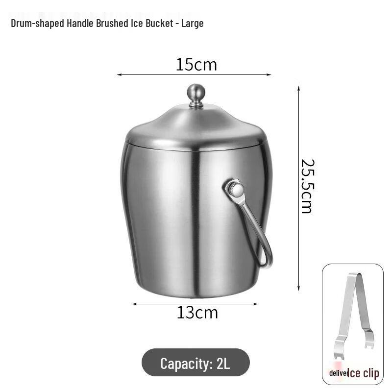 Stainless Steel Insulated Ice Bucket with Tongs