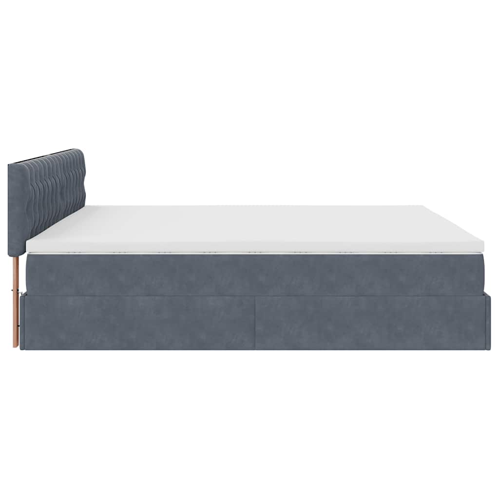 Enjoy restful nights with this Ottoman bed with mattress and LEDs in dark gray 160x200 cm velvet fabric