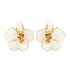 Mori sweet temperament pastoral style enamel drip glaze flower stud earrings light luxury simple high sense versatile earrings