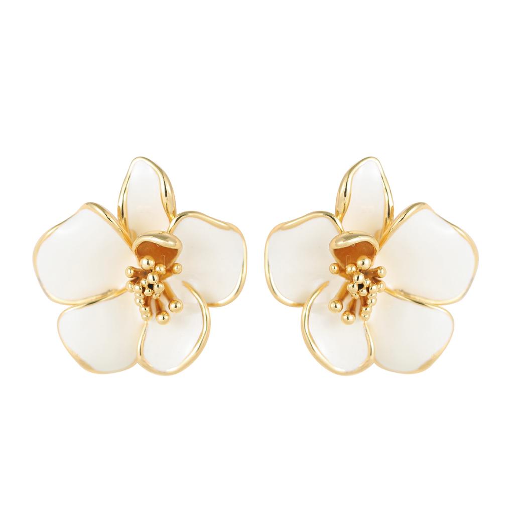 Mori sweet temperament pastoral style enamel drip glaze flower stud earrings light luxury simple high sense versatile earrings