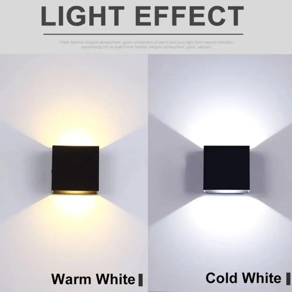 1/2pc Up and Down Wall Lights Adjustable Modern Wall Sconce Aluminum Hardwired Square White Black Porch Wall Mount Light Fixture