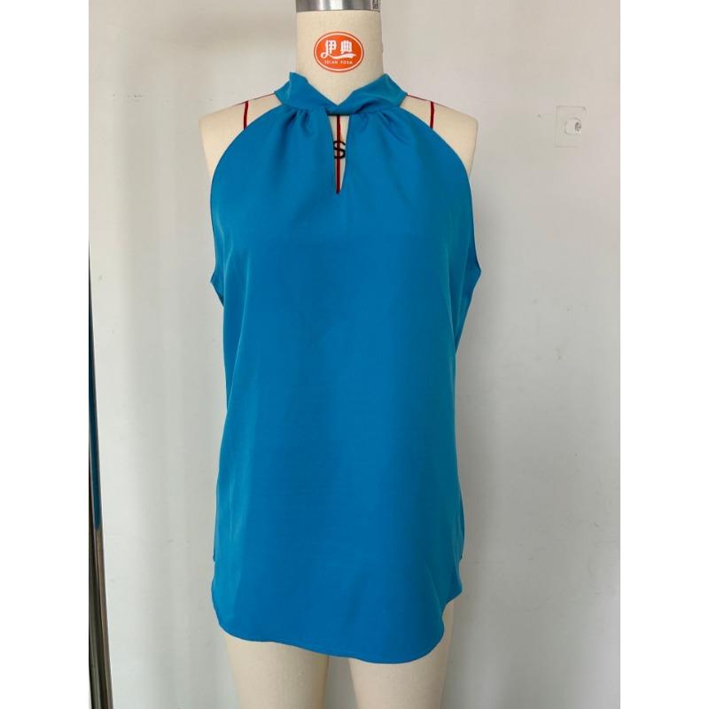 Moda de Verano para Mujer Blusa sin Mangas con Cuello Halter Camisa Casual Calada Elegante Top sin Mangas de Color Sólido Camisas Dulces Simples Holgadas para Mujer