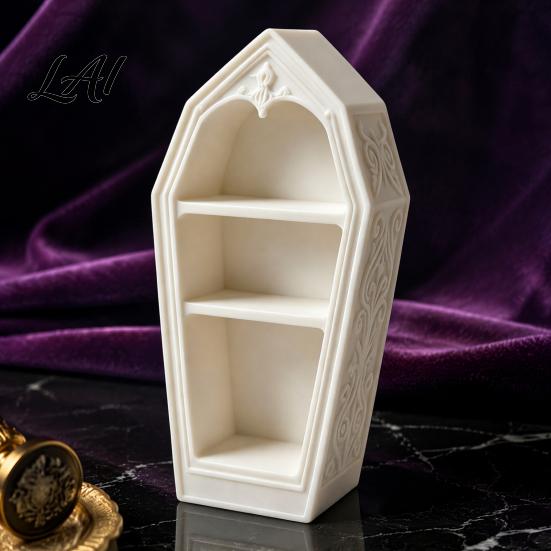 Tiered Display Stand for Crystals Gothic Coffin-Shaped Jewelry Storage Box 3D Printed Mini Casket Ring Halloween Home Decor Accessories Trinket