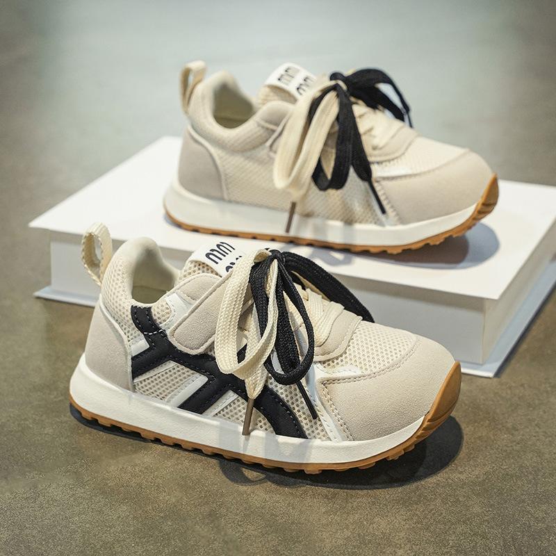 Douyin popular children's moral training shoes, primary and secondary school students Velcro free lace-up decorative Korean version of mesh Forrest