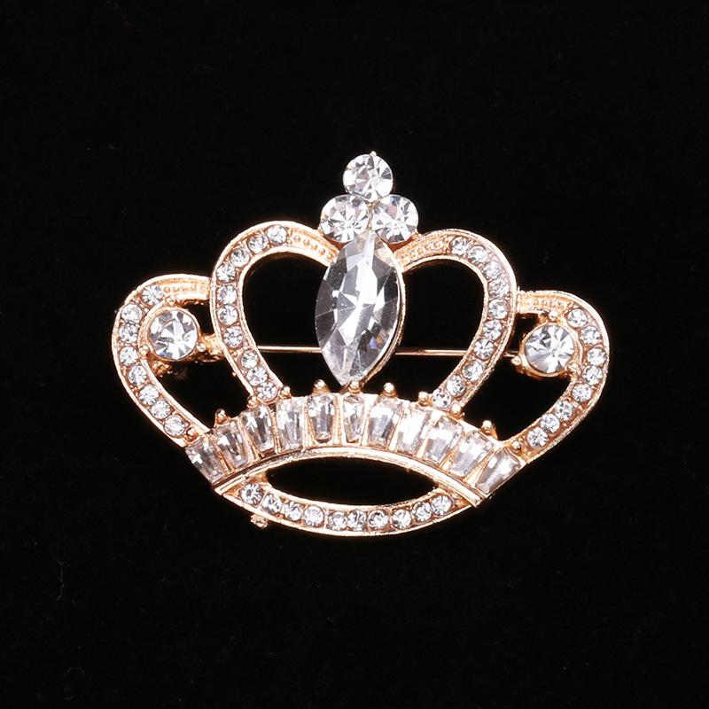 Latest Chic Stylish Crystal Stone Crown Brooches Men Metal Alloy Rhinestones Suit Shirt Collar Pins Lxuxlry Women Pin Brooch Jewelry