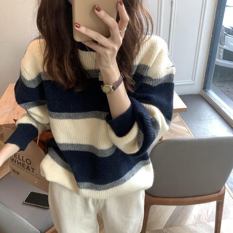 

Модный женский осенне-зимний вязаный пуловер с высоким воротником и длинными рукавами, повседневный свитер OneSize синий