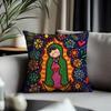 New Ccartoon Virgin Mary Artful Cushion Cover Antidustmite Pillowcase Invisible Zipper Silky Short Plush Sofa Cushion Cover