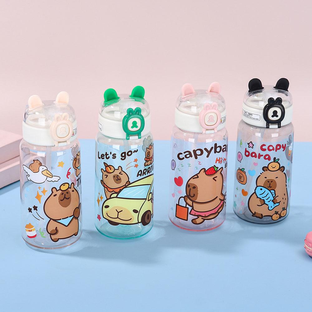 500ML Kapibala Cup Clear Portable Flip-top Water Bottle Leak Cute Plastic Proof Outdoor For Kid X8G9