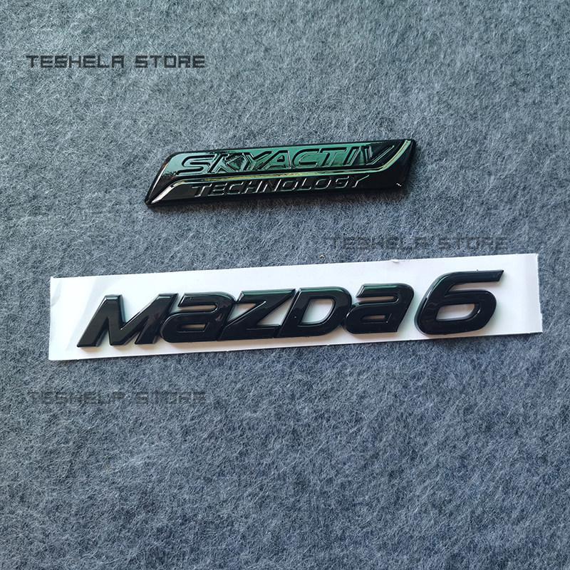 For MAZDA6 2014-2016-2017-2019 Year Logo Black Replace Emblem Car Hood Front Grill Rear Trunk Emblem Badge SKYACTIV Sticker W6