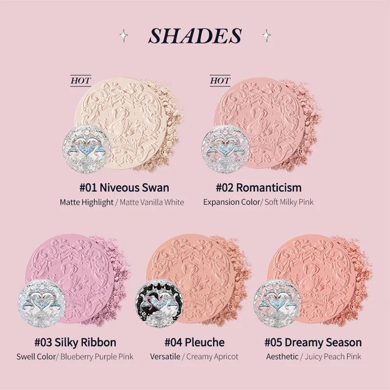 Flowerknows Swan Ballet Serie Geprägte Rouge Palette Süßes Make-up Koreanisch Langanhaltend Wasserdicht Gesichtsrouges