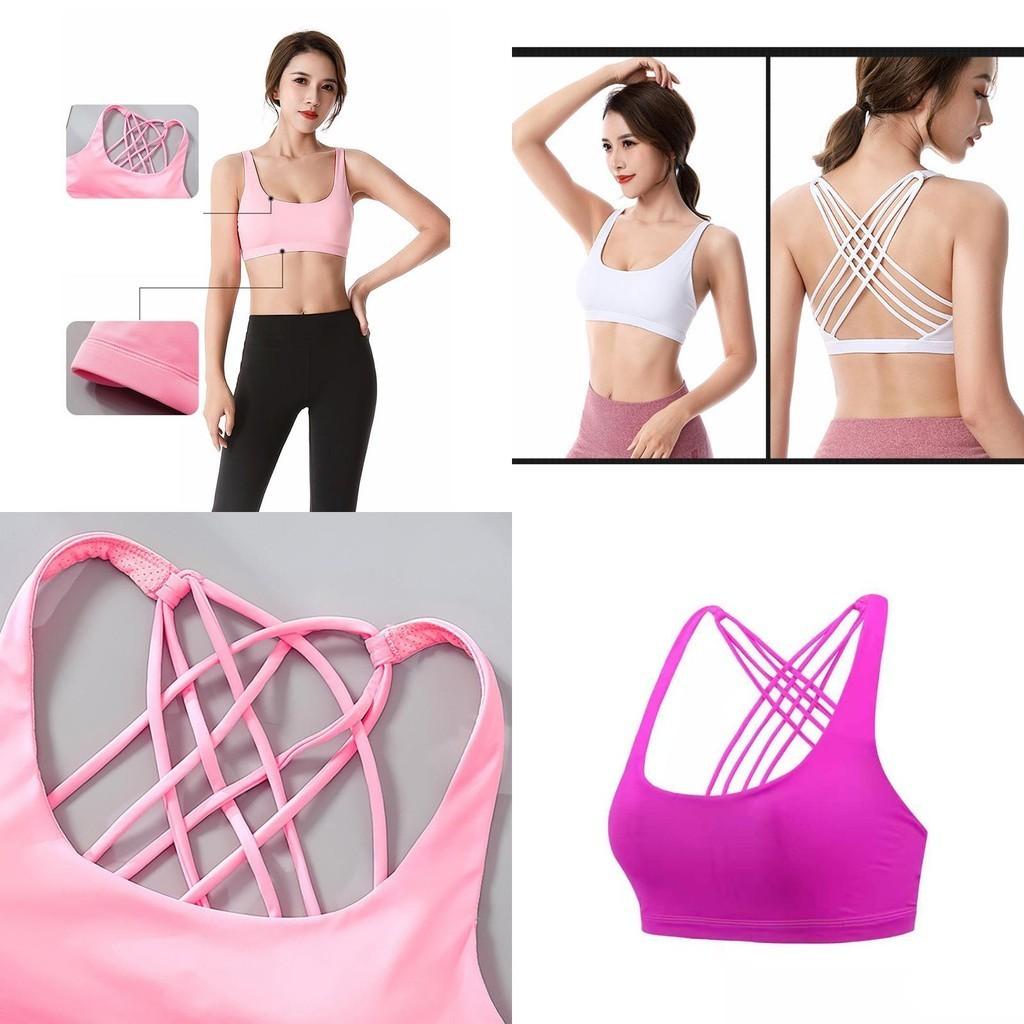 Women's Comfortably Padded Cross Back Sports Bra Vest For Gym Fitness And Yoga