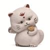 Yixing Zisha Ingot Cute Fortune Cat Tea Pet Vintage Fish Tank Landscaping Tea Figurine Play Toys Tea Statue Ornaments Supplies