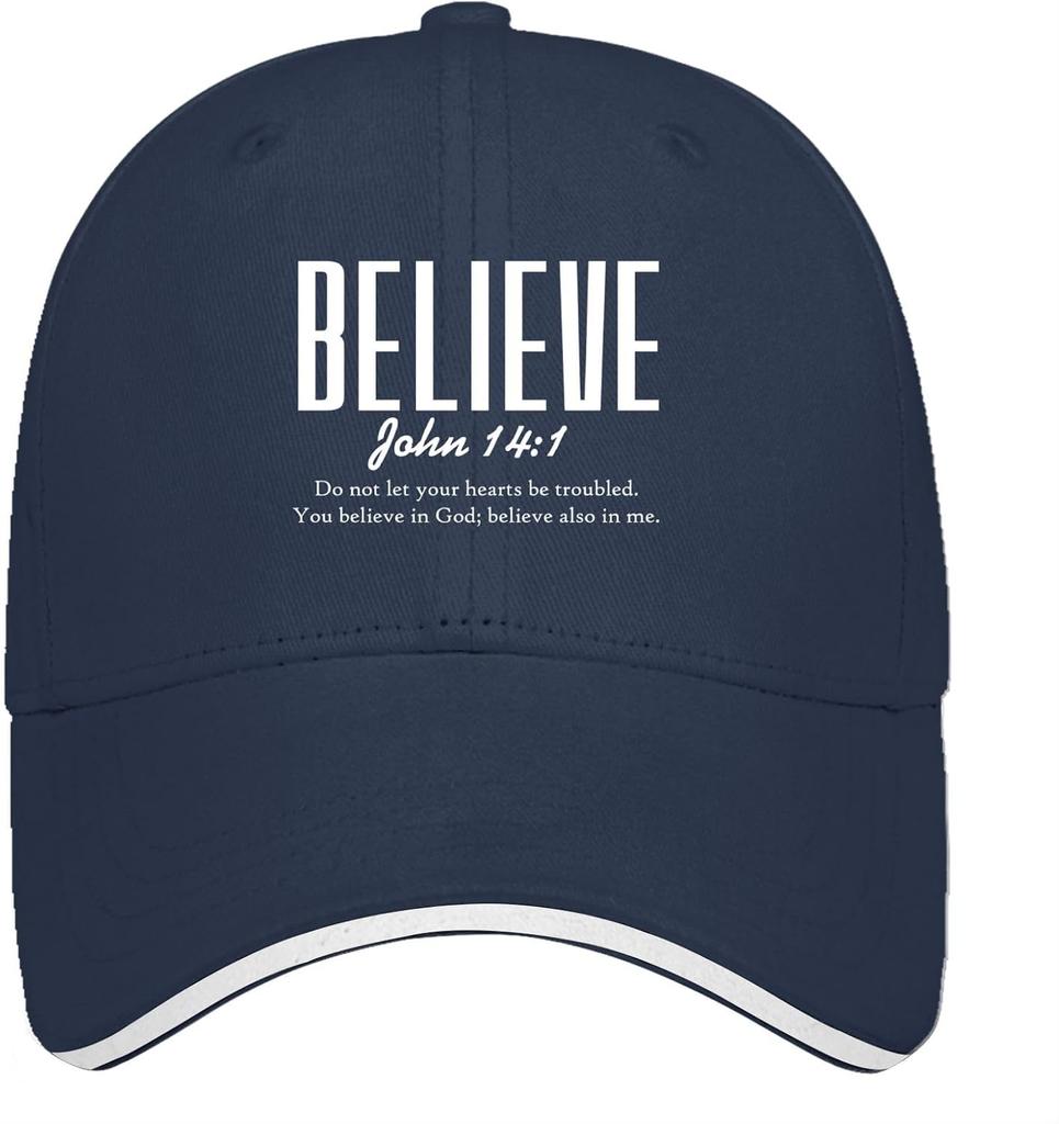 Believe John 141 Bible Verse Pink Baseball Cap Adjustable Polyester Casual Sun Protection Hat