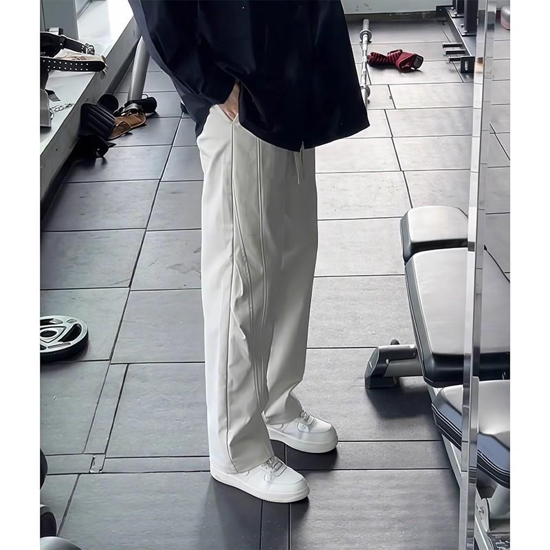 Men's Off-White Quick-Dry Nylon Diagonal Work Pants - American Style Autumn Hiking Parachute Pants