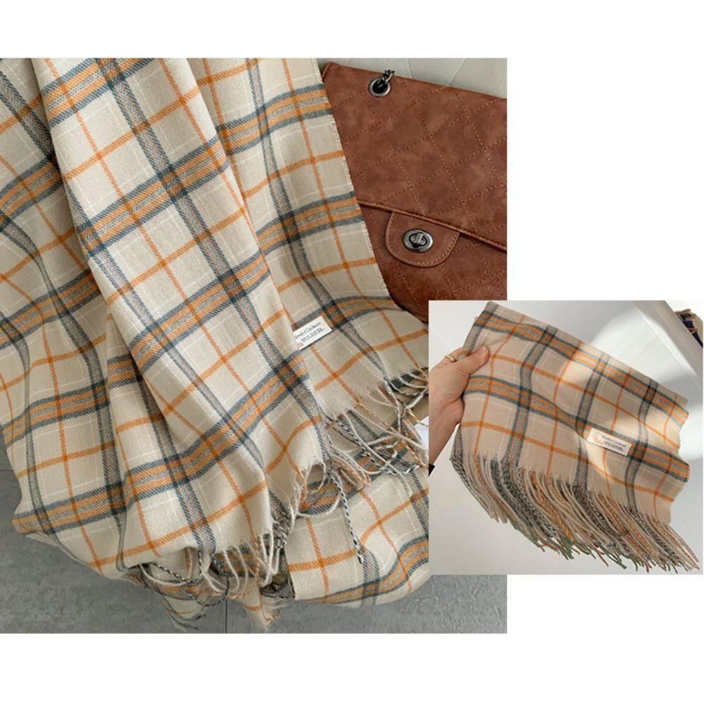 Warm Soft Scarf Plaid Print Women Shawl New Mohair Wool Scarf Women