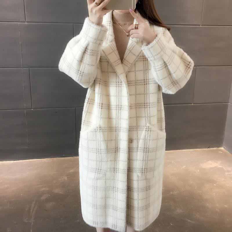 Mink Coat Women's Medium Long Autumn and Winter Foreign Style Cardigan Korean Version Loose Cardigan Coat