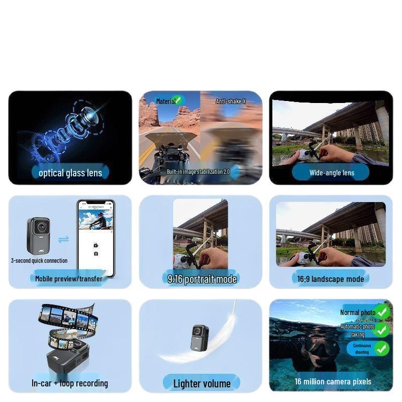 HD Professional Sports Thumb Camera for Motorcycles, Dash Cam, Vlogging, and Fishing