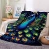 1pc Peacock Feather Blanket Lightweight Flannel Blanket Throw Blanket For Sofa, Bed, Travel, Camping, Livingroom, Couch, Chair, And Bed Yy2509026205