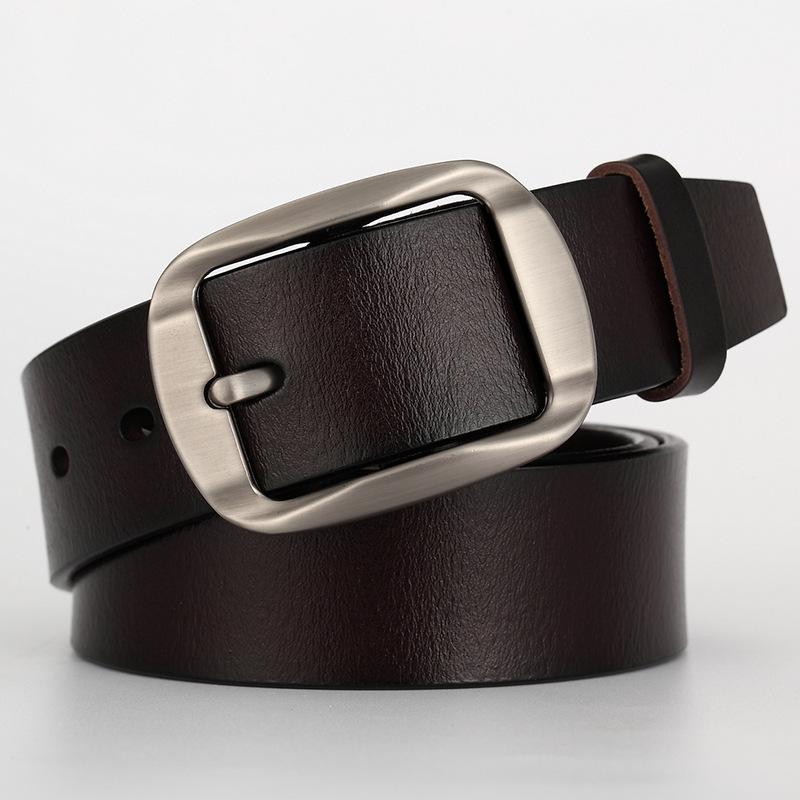

Men s Genuine Leather Pin Buckle Belt - Korean Style Casual Cowhide Waistband чёрный