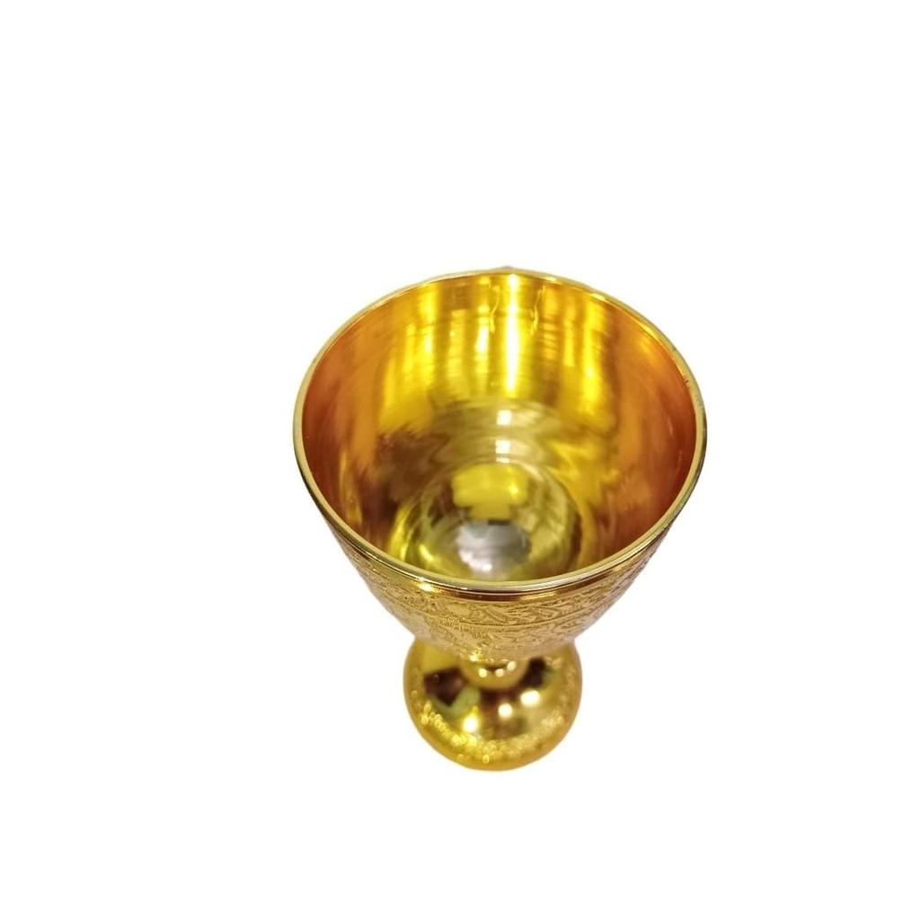 Brass Goblet Embossed Design,Premium Goblet Champagne Flutes Coupes Wine Drinking Glass,Tumbler Cups for Water