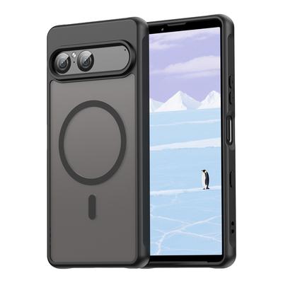 Průsvitný matný kryt Odolný proti nárazům pro Sony Xperia 10 VII Magnetické bezdrátové nabíjení TPU rám Plastový zadní kryt