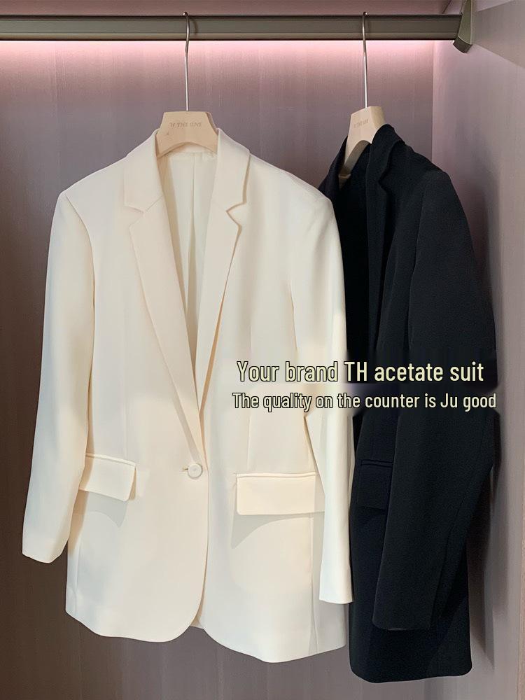 

WTHEONE Женский триацетатный пиджак средней длины, приталенный, свободного кроя S чёрный