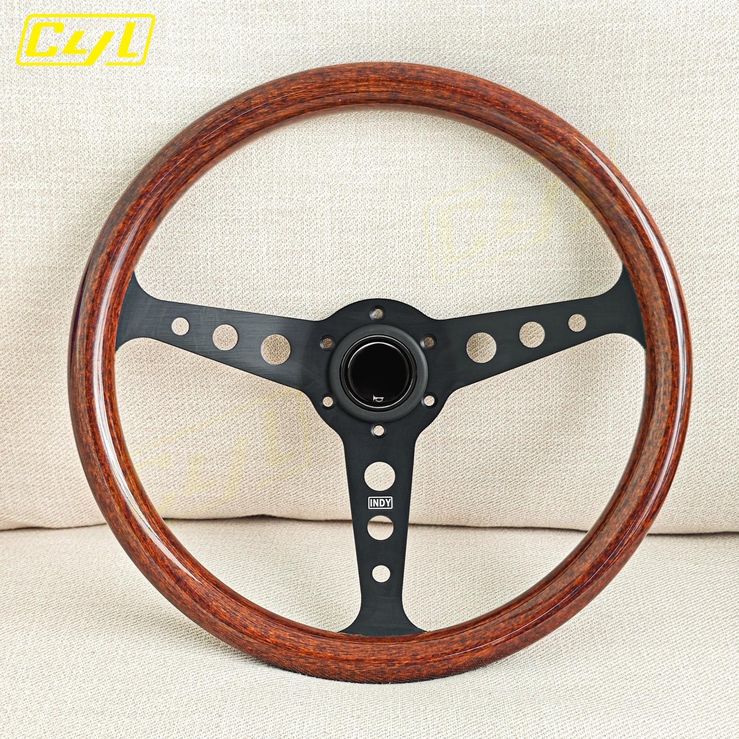 JDM INDY Classic Wood Style Steering Wheel Universal 14inch Racing Sports Drift Steering Wheel