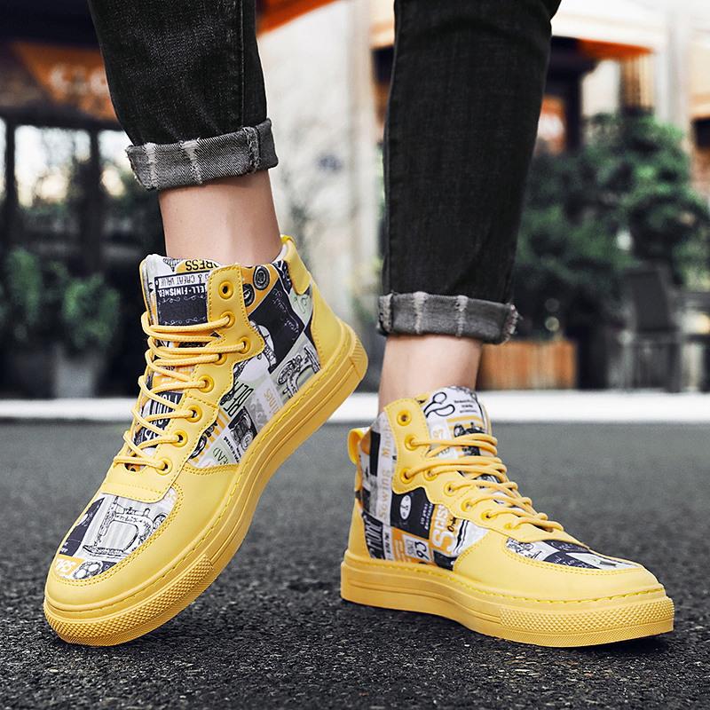 Fashion Graffiti Printed Skateboard Shoes Men's High Top Men Sports Sneakers Platform Women Trainers Skate Shoes Running Casual