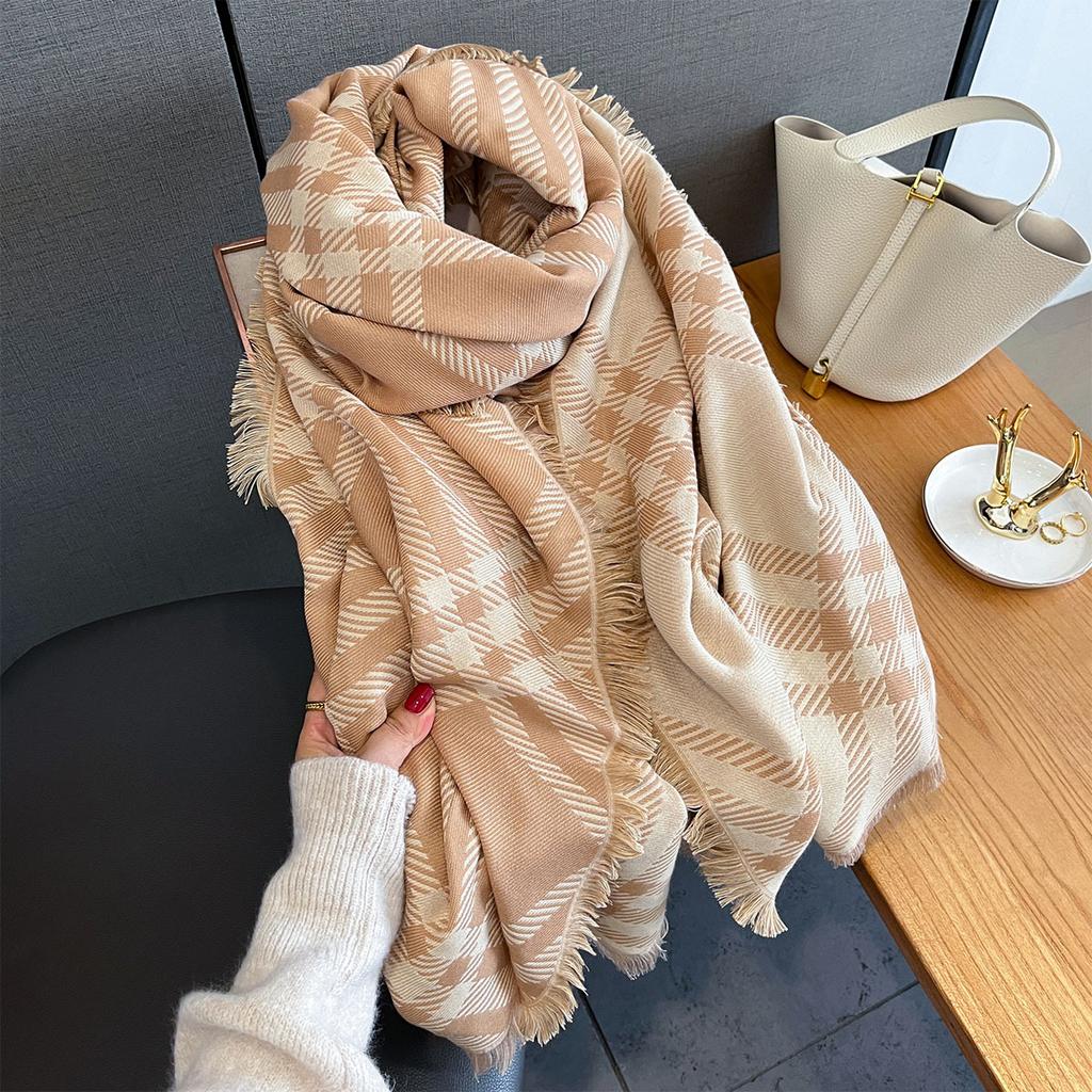 Winter Long Thickened Warm Scarf For Women Luxury Tassel Pashmina Shawl Faux Cashmere Warps Autumn Warm Blanket