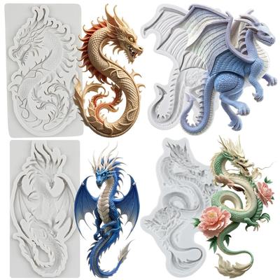 Drachen Silikonformen Chinesisches Tierkreiszeichen Drache Fondantform Kuchen Dekoration Werkzeuge Cupcake Topper Süßigkeiten Harz Ton Schokolade Gumpaste Form