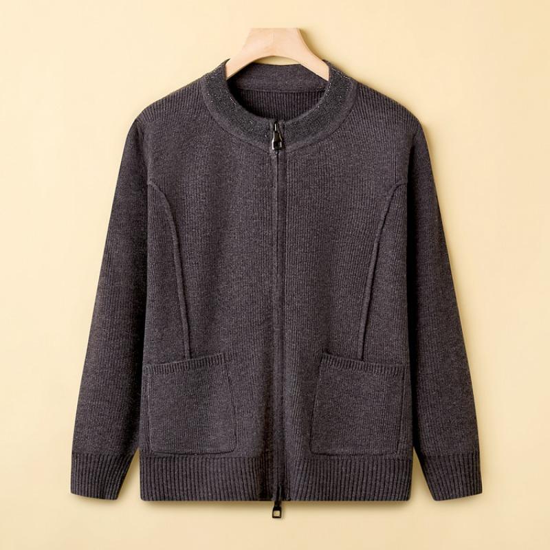 New middle-aged and old women's clothing noble thickened sweater jacket middle-aged mother autumn clothing knitted clothes