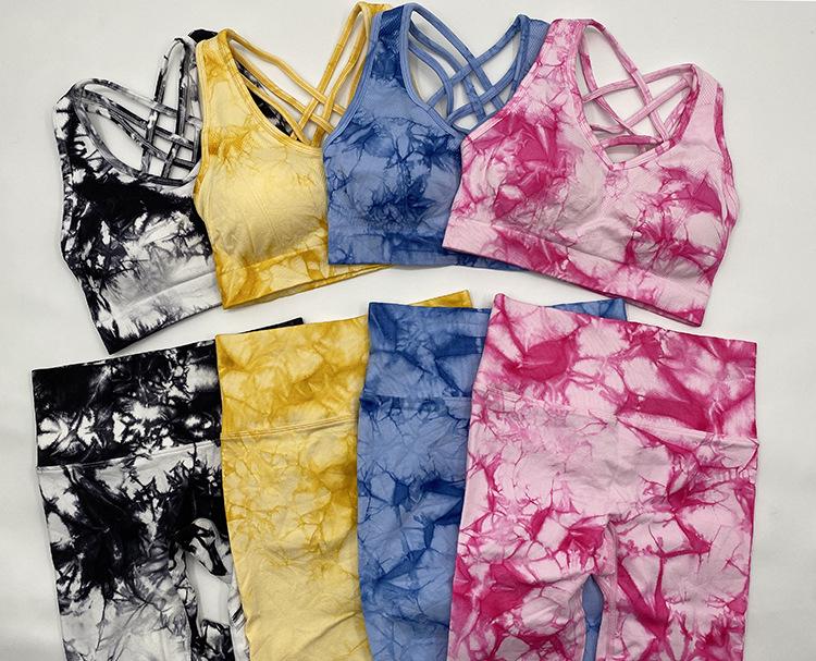 European & American Tie-Dye Seamless High-Waist Tummy Control Yoga Set