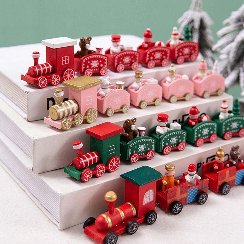 Carriages Cake Gift Xmas Party Props Christmas Ornament Home Decor Window Ornaments Wooden Train